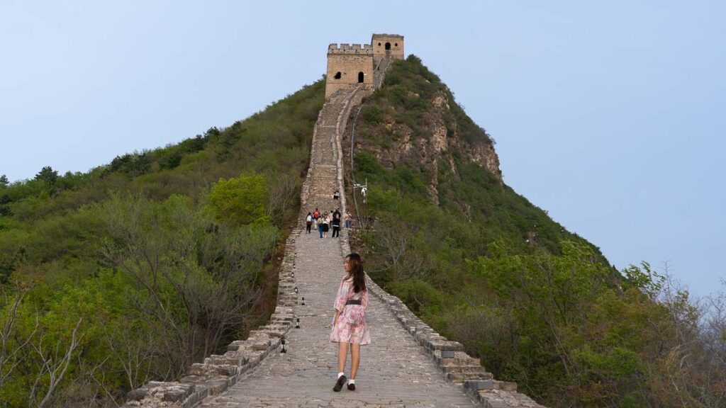 Lady walking along Great Wall of China - Beijing Itinerary