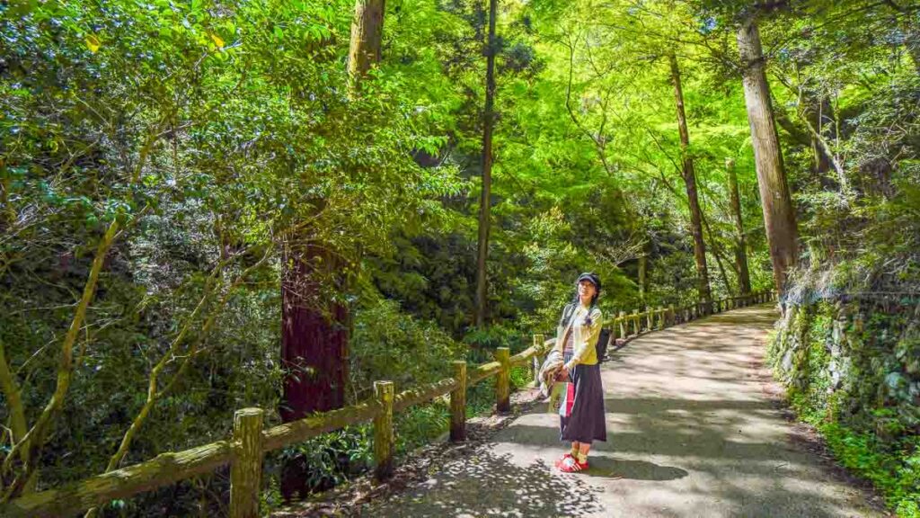 Girl looking at trees and nature - Non-touristy Osaka