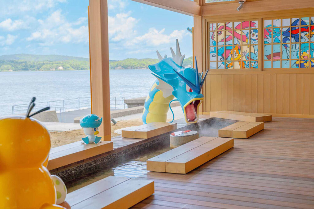 Wakura Onsen Pokémon footbath Gyarados at Nanao City - Things to do in Ishikawa