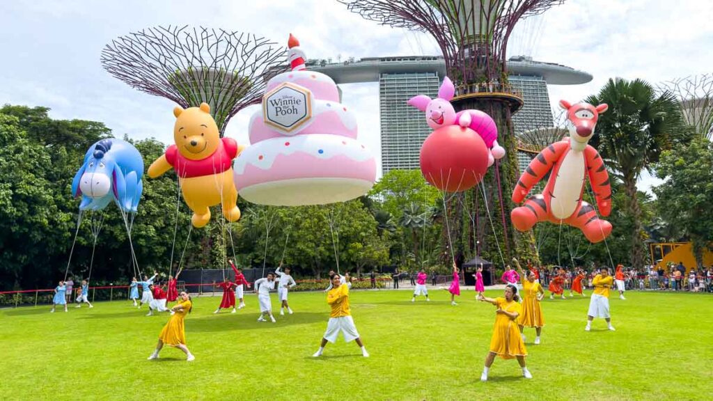 Big balloons at Children's Festival Winnie the Pooh at Gardens by the Bay - Things to Do in Singapore 2026