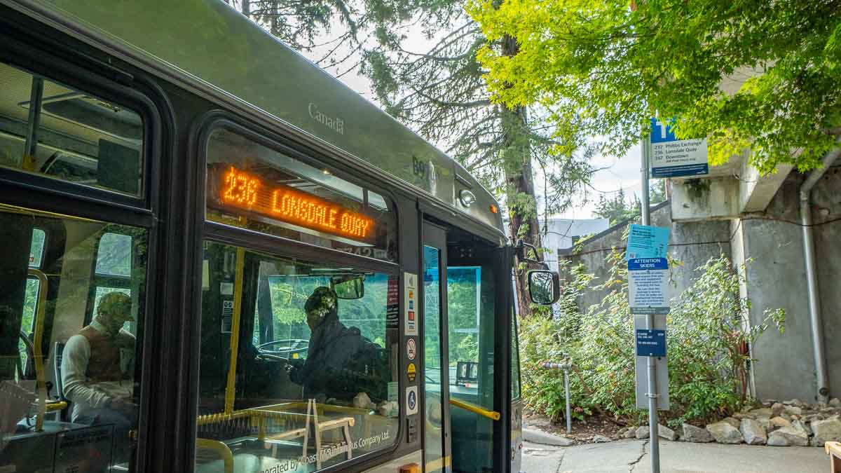 Bus stopped at bus stop - Vancouver attractions