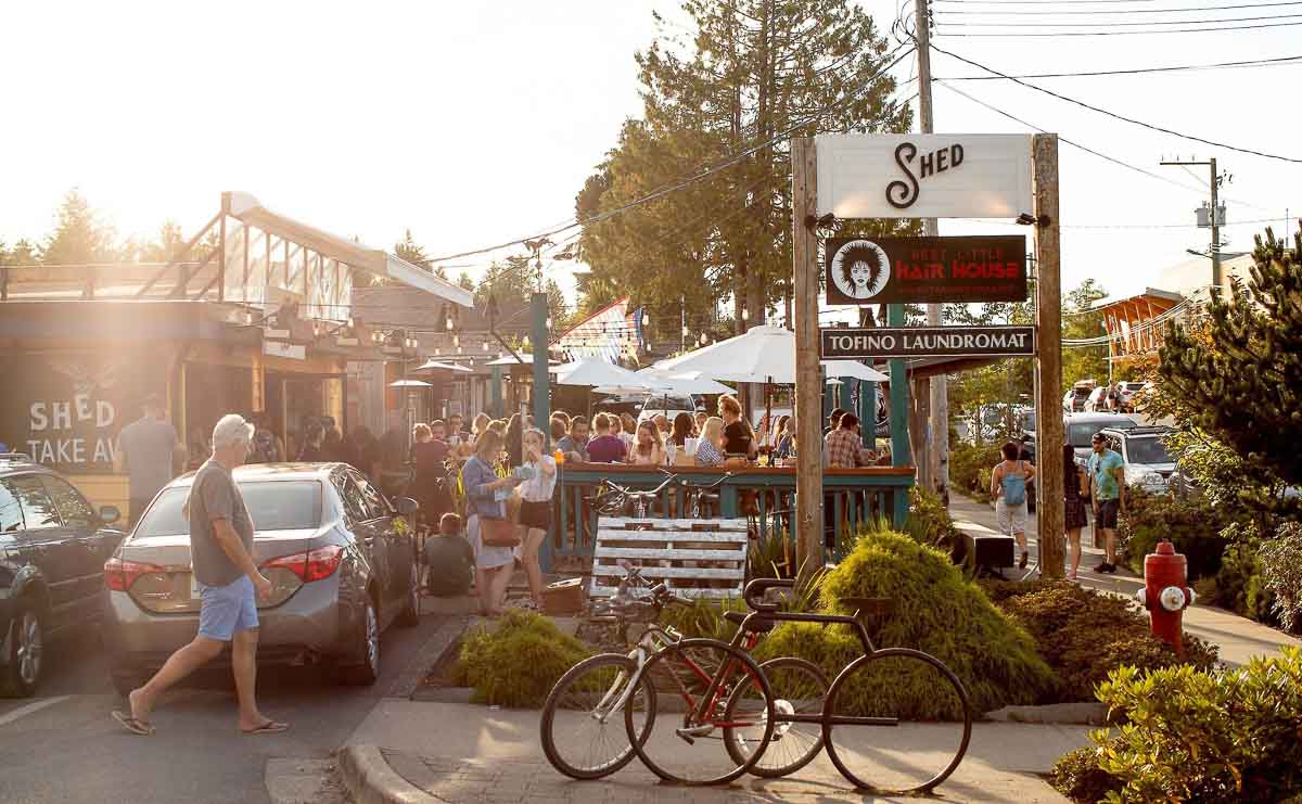 Town with people and bicycles - Vancouver day trips
