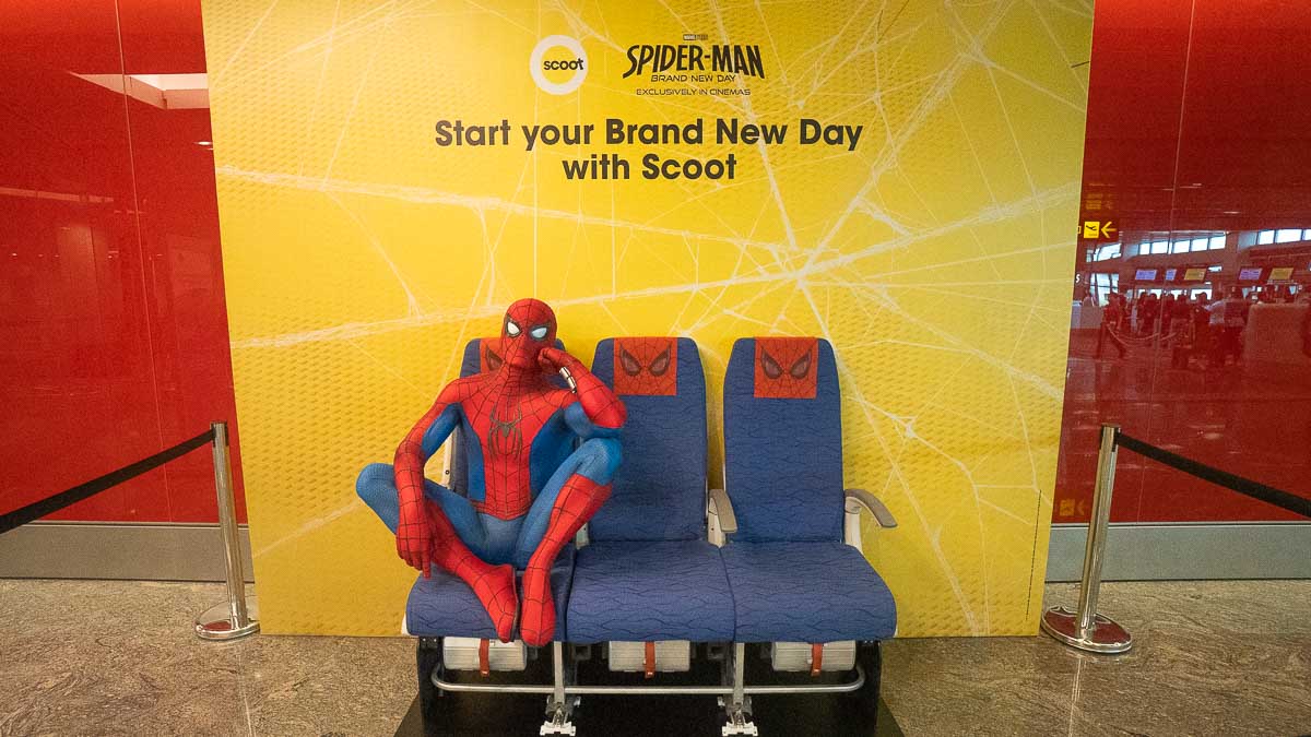Spider-Man Installation Near Departure Hall - Scoot Spider-Man Flight