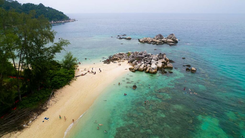 Drone View of Sunset Beach in Perhentian Islands